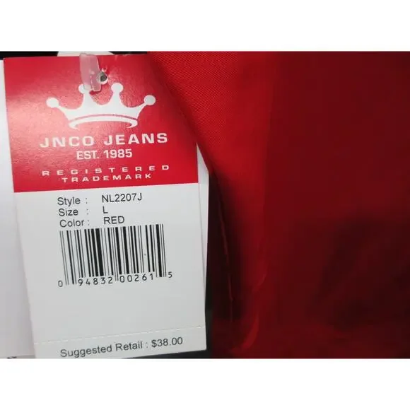 NWT Vintage Y2K JNCO Jeans Men's Large Red Black Button Shirt w/ Dragon Designs